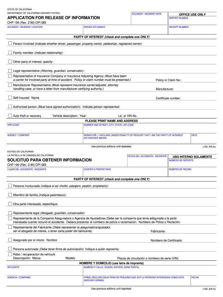 Get and Sign Chp 190 Form 1990-2022