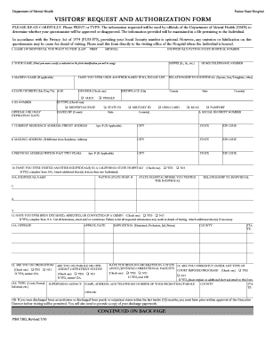 Patton State Hospital Visiting  Form