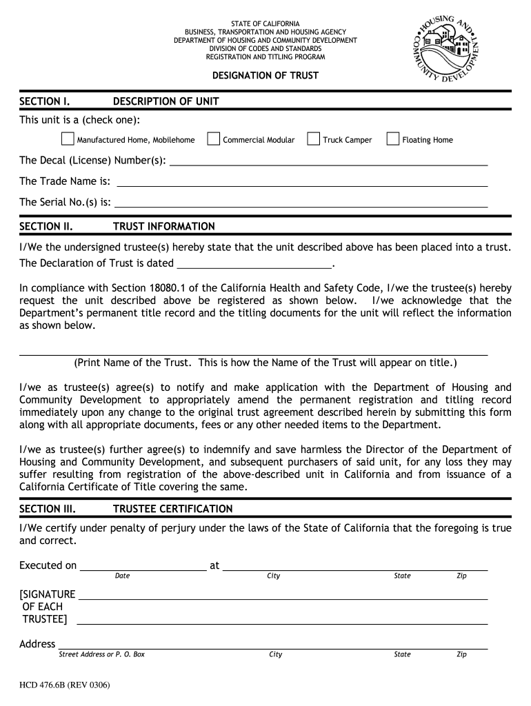  Designation of Trust Hcd Form 2014