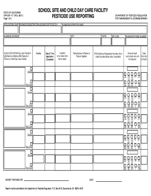 School Site and Child Day Care Facility Pesticide Use Reporting Form