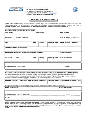 California Transcript Form