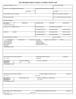 Standard Structural Fumigation Log Structural Pest Control Board Pestboard Ca  Form