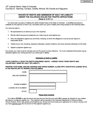 Admission of Guilt Template  Form