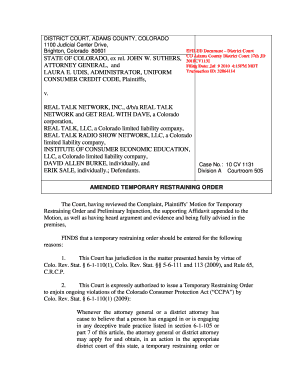 Colorado Restraining Order  Form