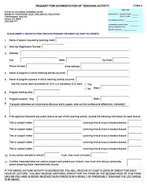 Form 5Request for Accreditation of a Teaching Colorado Supreme