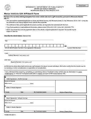 Mn Vehicle Gift Form