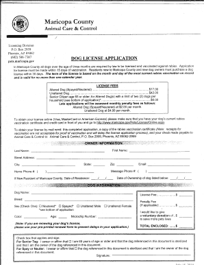 Maricopa County Dog License  Form