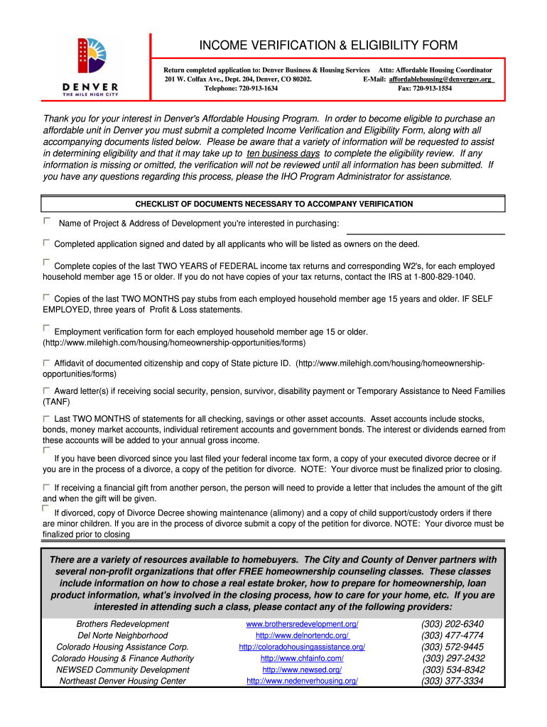 Verify Income  Form