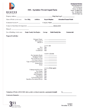 #10 Sprinkler Permit Input Form Denvergov