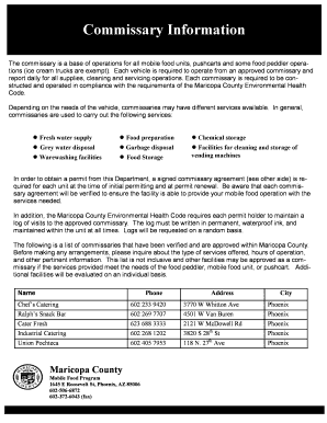 Maricopa County Commissary Agreement  Form