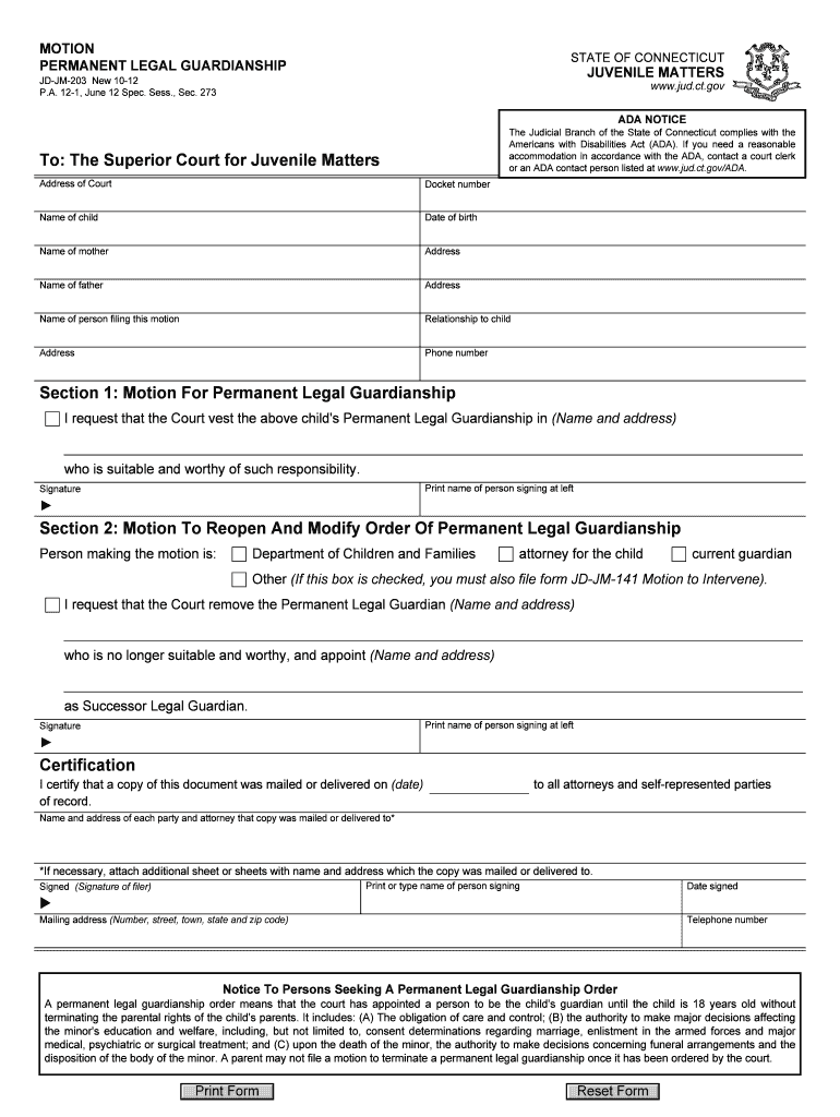 Motion Guardianship  Form