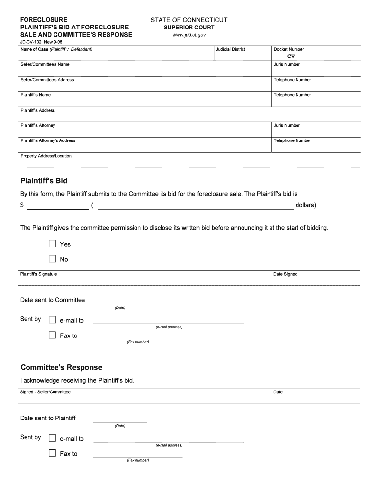 FORECLOSURE PLAINTIFF'S BID at FORECLOSURE SALE and COMMITTEE'S RESPONSE Jud Ct  Form