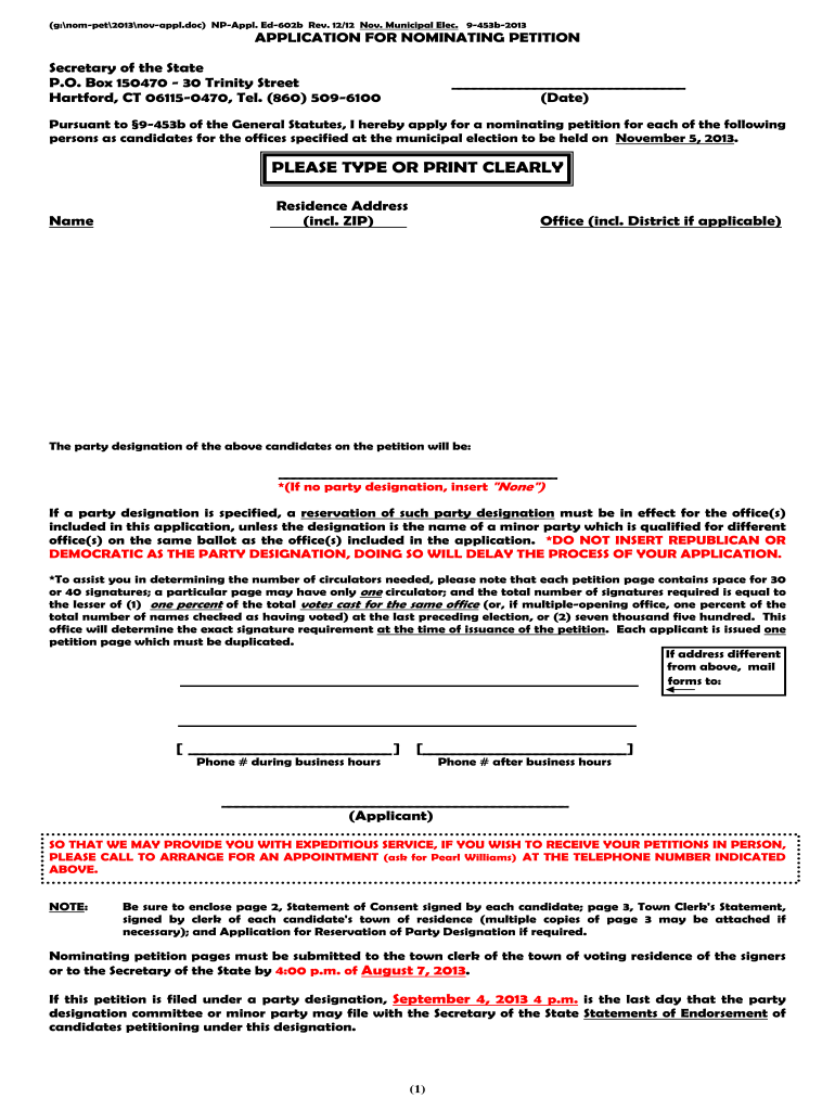  Ct Form Ed 602b 2012-2024