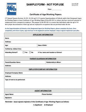 SAMPLE FORM NOT for USE Ctdol State Ct