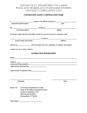 Ct Contracting Agency Certification  Form