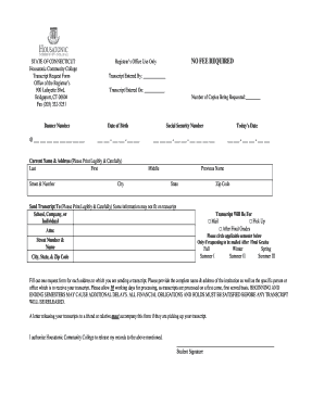 Housatonic Community College Transcript Request  Form
