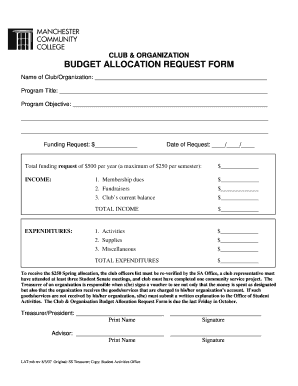 BUDGET ALLOCATION REQUEST FORM Mcc Commnet