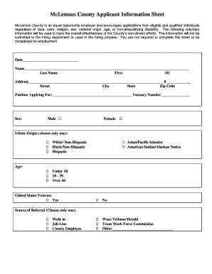 Applicant Information Sheet