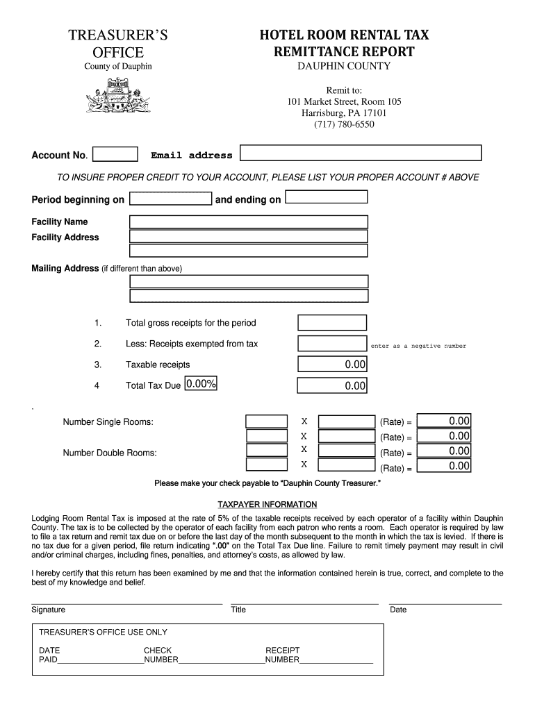 Hotel Tax Remittance Form Dauphin County Dauphincounty