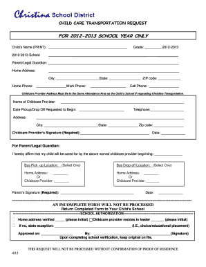 Christiana Transportation  Form