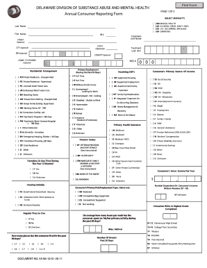 Annual Consumer Reporting Form CRF Delaware Health and Dhss Delaware