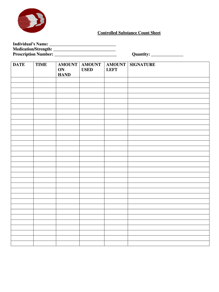 Narcotic Count Sheet  Form