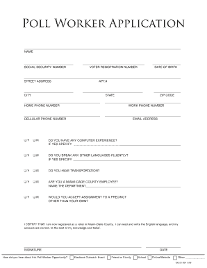 Application for Poll Worker  Form