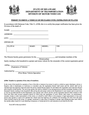 Delaware Deceased Form