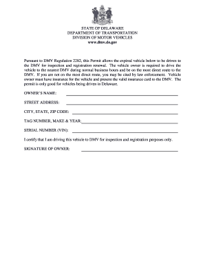 Delaware Dmv Regulation Form