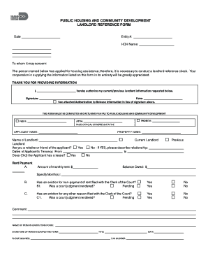 Public Housing and Community Development Landlord Reference Form Miamidade