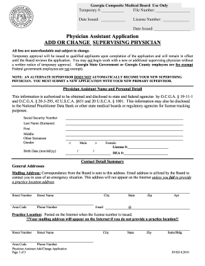Georgia Physician Assistant License - Fill Out and Sign Printable PDF  Template | signNow