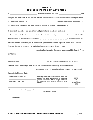 Ga Medical Power of Attorney Filliable Form