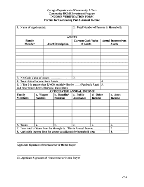 Ga Income Verification  Form