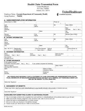 Uhc Health Claim Transmittal Form