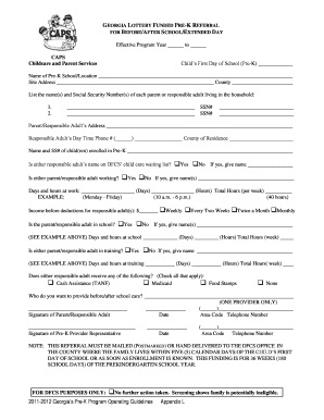 Caps Pre K Referral Form