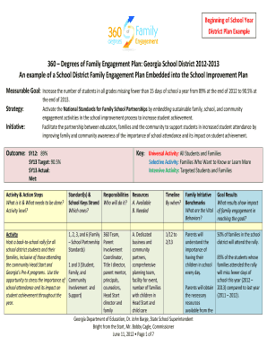 Family Engagement Plan Example  Form