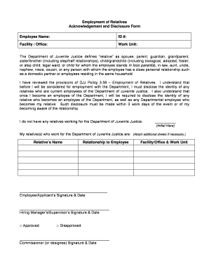 Employment of Relatives Disclosure Form