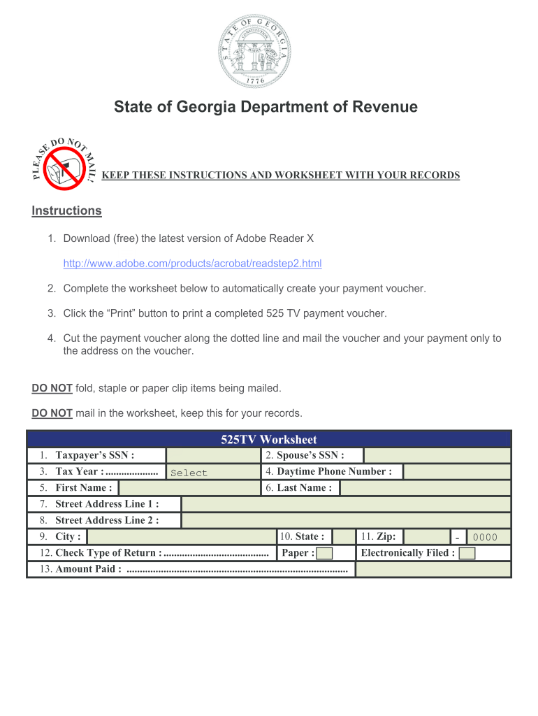 Get and Sign Georgia Form 525 Tv 2011-2022