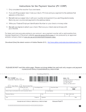 Geogia Department of Revenue Form Pv Corp