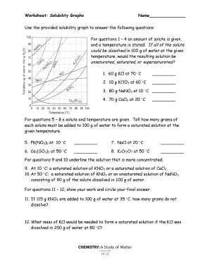 Solubility Graph Worksheet Answers  Form