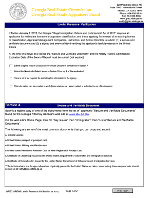 Grec Lawful Presence Verification  Form