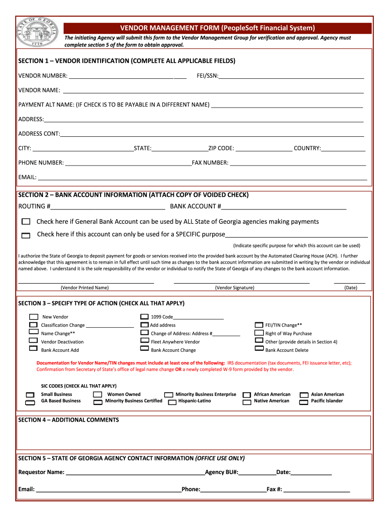 Vendor Management Form