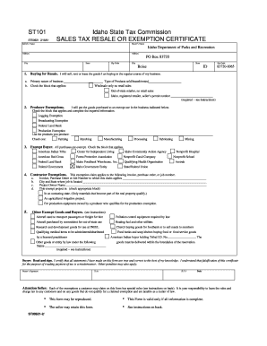 St 101 Idaho  Form