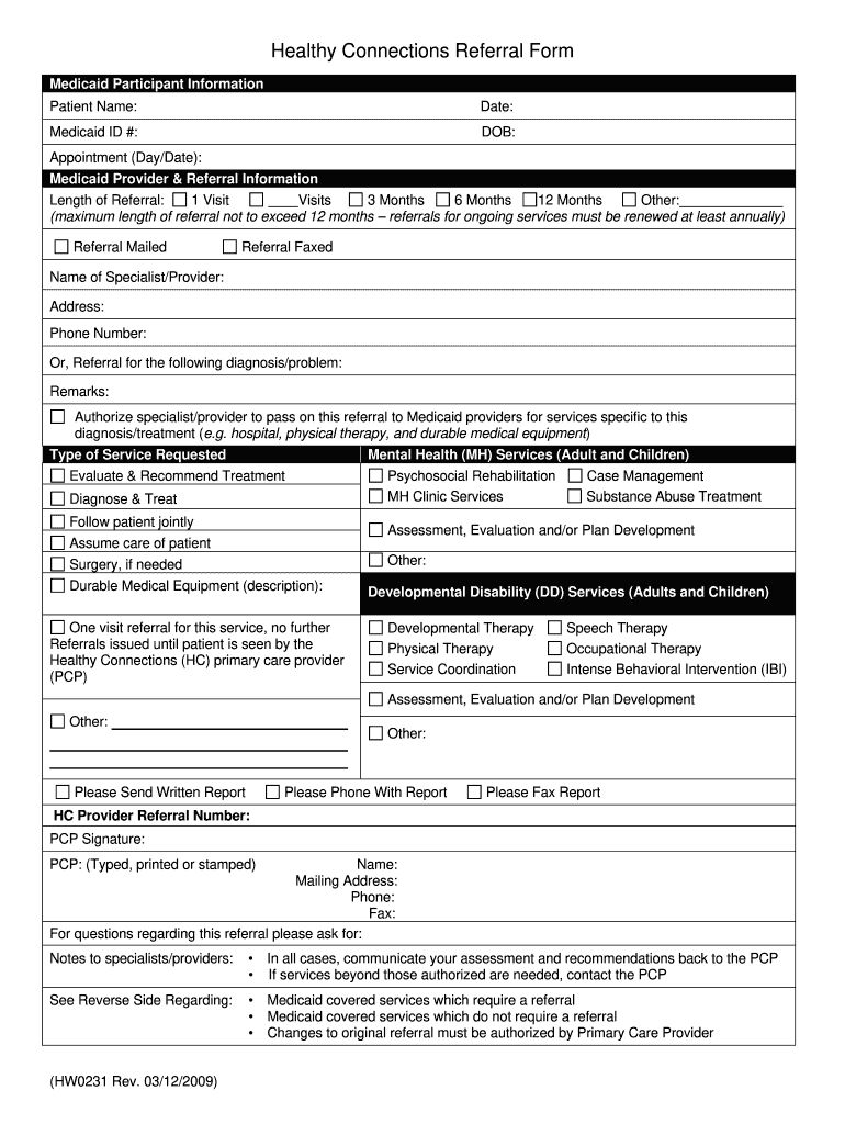  Healthy Connections Form 2009-2024