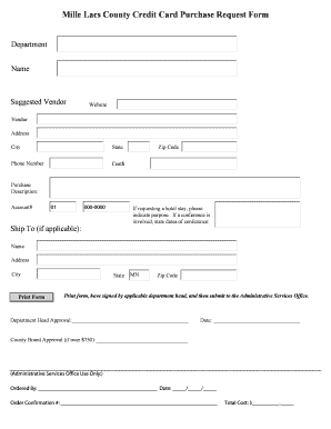 Credit Card Request Form