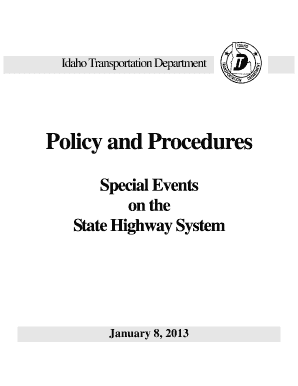 ITD Special Event Policy Complete Idaho Transportation Department Itd Idaho  Form