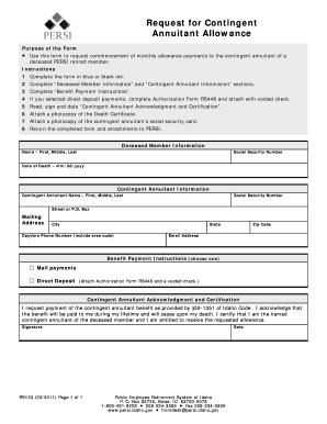 Request for Contingent Annuitant Allowance PERSI Idaho Gov  Form