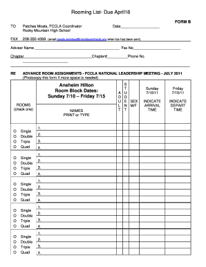 Hotel Rooming List Template Excel  Form
