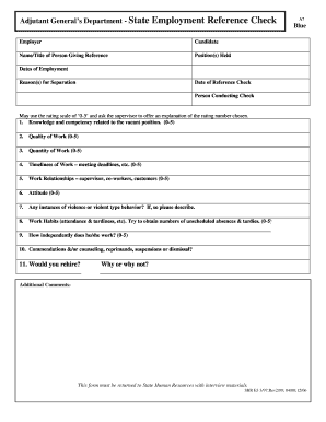 Verbal Employment Reference Check Form Kansas Adjutant Kansastag