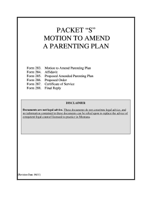  Motion to Amend Parenting Plan Montana 2011